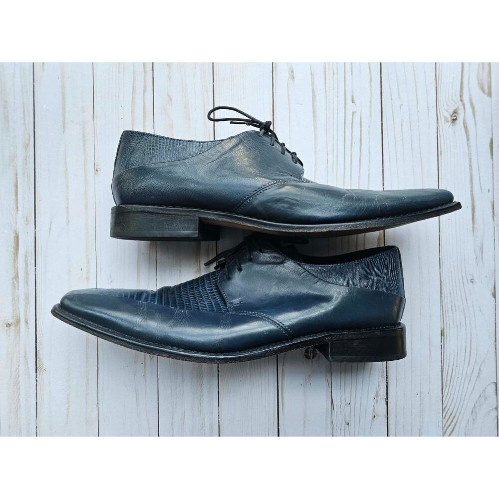 Vintage Stacy Adams Blue Leather Dress Shoes | Men’s 11M | AntiqueCore Old Money